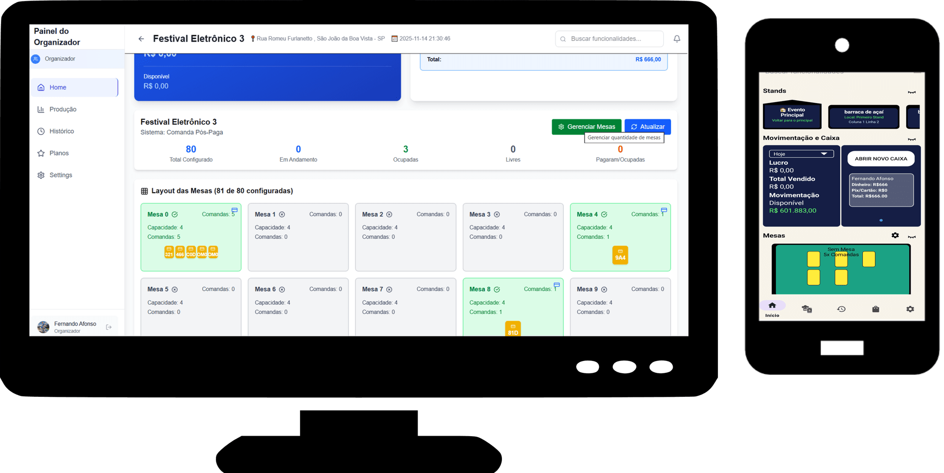 Eventos com Comandas